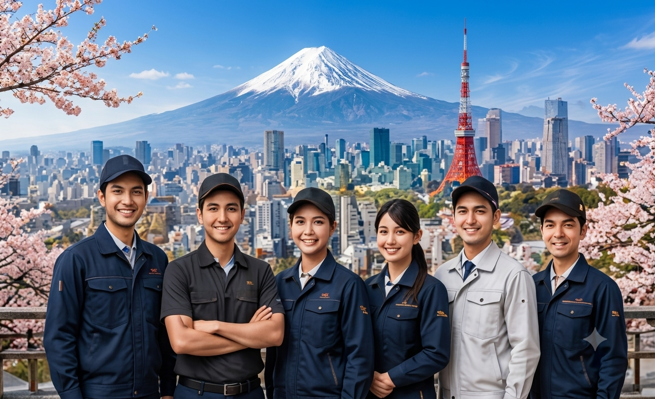 Japanese Workers Mt Fuji
